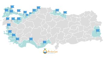 türkiye mavi bayrak plaj harita